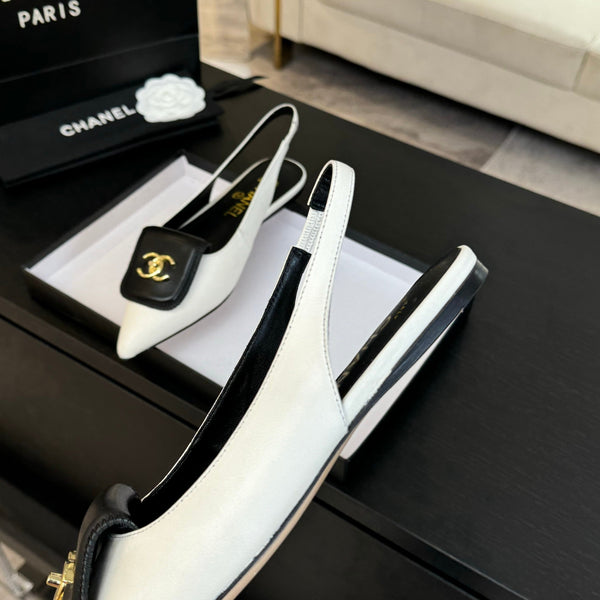 CC 25C Slingback Flat White Vera pelle di pecora 212950