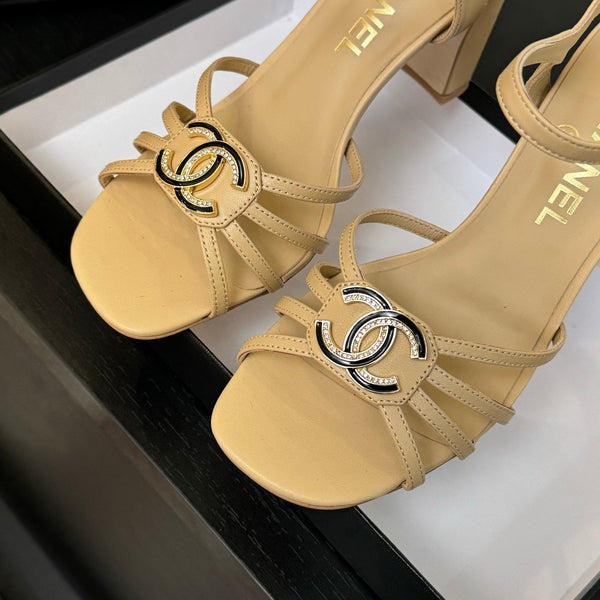 CC 85mm Sandal DarkCream Sheepskin 212931