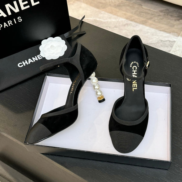 CC 25S Slingback 85mm Black Suede Grosgrain