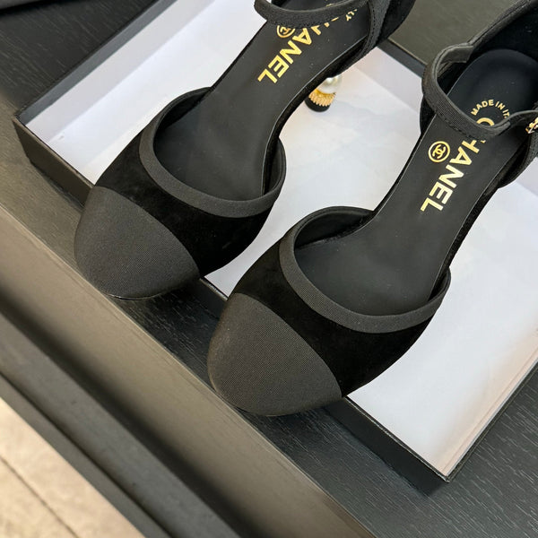 CC 25S Slingback 85mm Black Suede Grosgrain