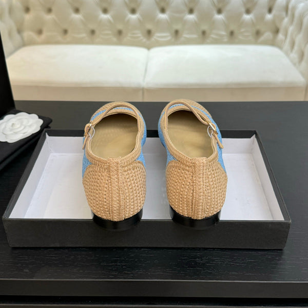 CC 25P Mary Jane 15mm Beige Blue Raffia 373782