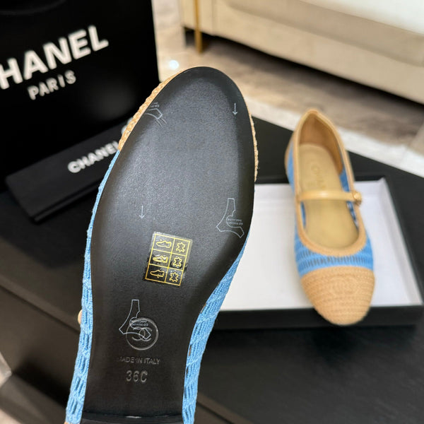 CC 25P Mary Jane 15mm Beige Blue Raffia 373782