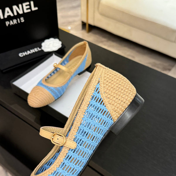 CC 25P Mary Jane 15mm Beige Blue Raffia 373782