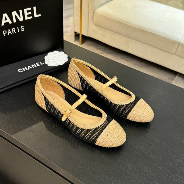 CC 25P Mary Jane 15mm Beige Black Raffia 373783