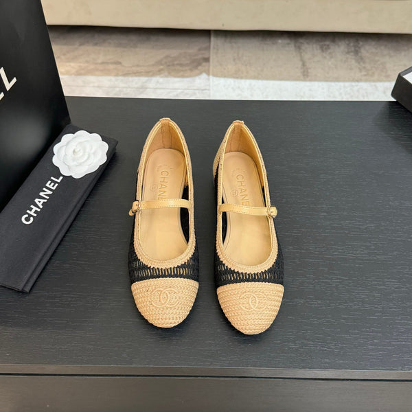 CC 25P Mary Jane 15mm Beige Black Raffia 373783