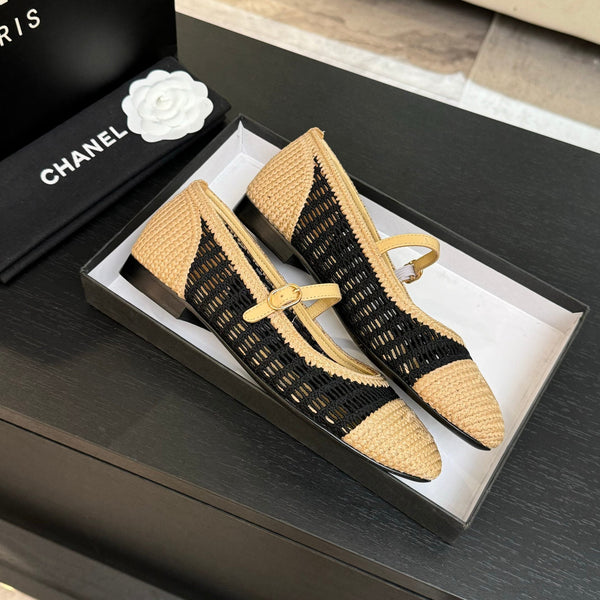 CC 25P Mary Jane 15mm Beige Black Raffia 373783