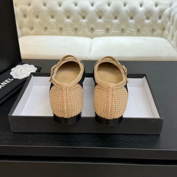 CC 25P Mary Jane 15mm Beige Black Raffia 373783