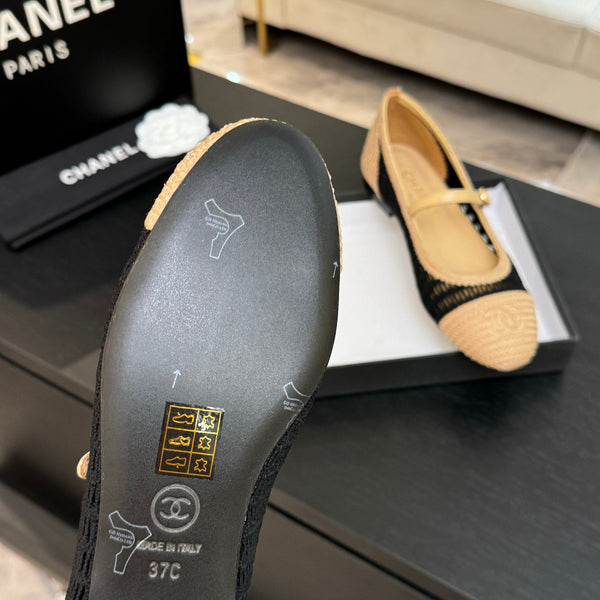 CC 25P Mary Jane 15mm Beige Black Raffia 373783