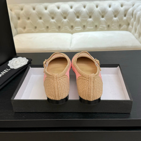 CC 25P Mary Jane 15mm Beige Pink Raffia 373784