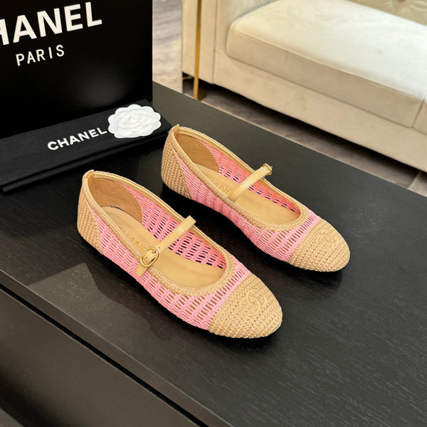 CC 25P Mary Jane 15mm Beige Pink Raffia 373784