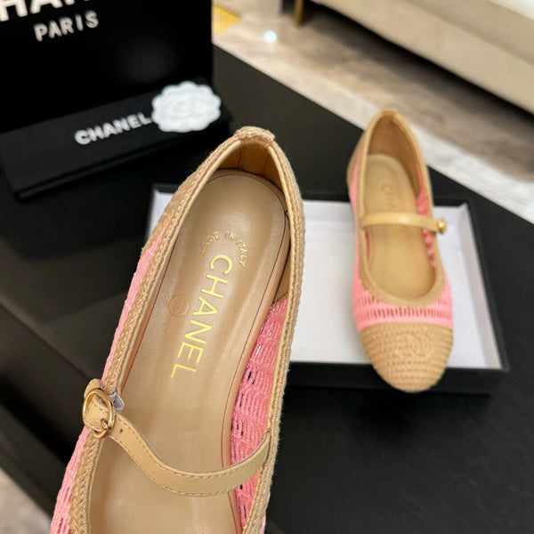 CC 25P Mary Jane 15mm Beige Pink Raffia 373784