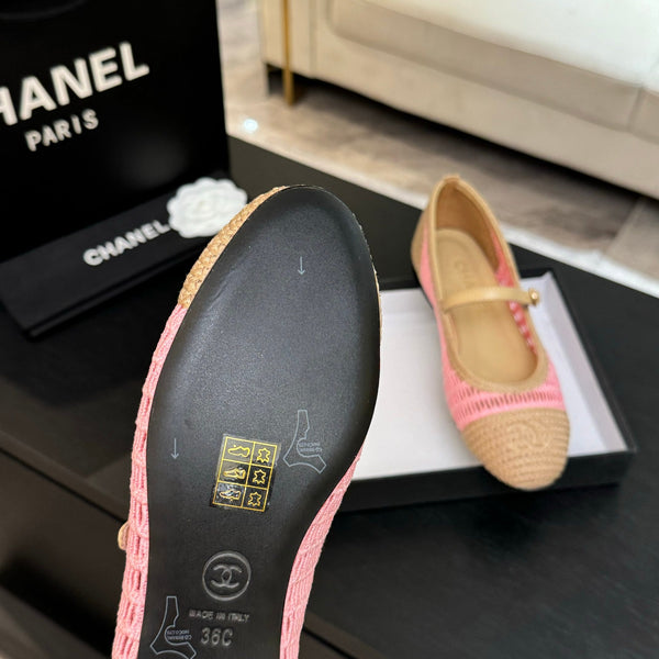 CC 25P Mary Jane 15mm Beige Pink Raffia 373784