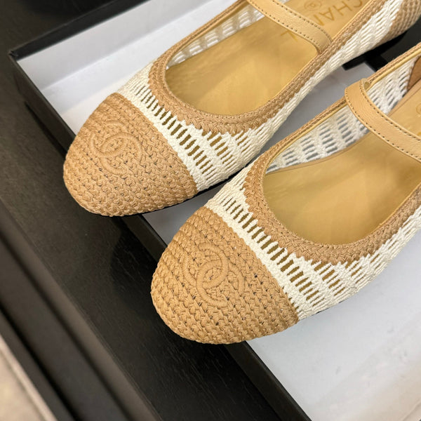 CC 25P Mary Jane 15mm Beige White Raffia 373786