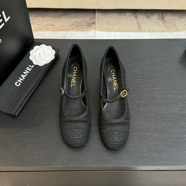 CC 25P Mary Jane 50mm Black Raffia 373787