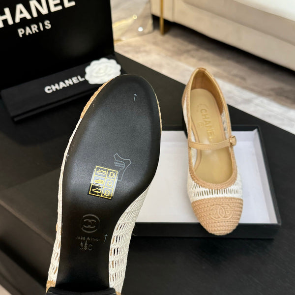 CC 25P Mary Jane 50mm Beige White Raffia 373790