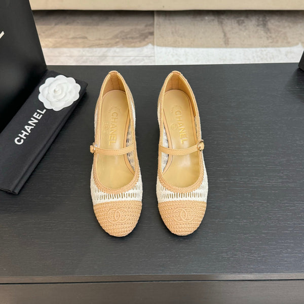 CC 25P Mary Jane 50mm Beige White Raffia 373790