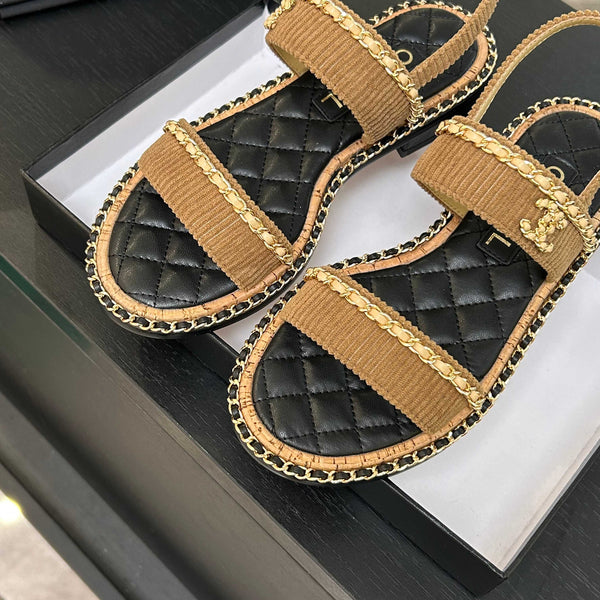 CC 25K sandal 10mm leather chain calfskin