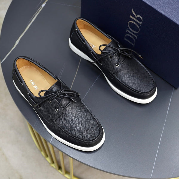CD GRANVILLE BOAT SHOE BLACK GRAINED CALFSKIN