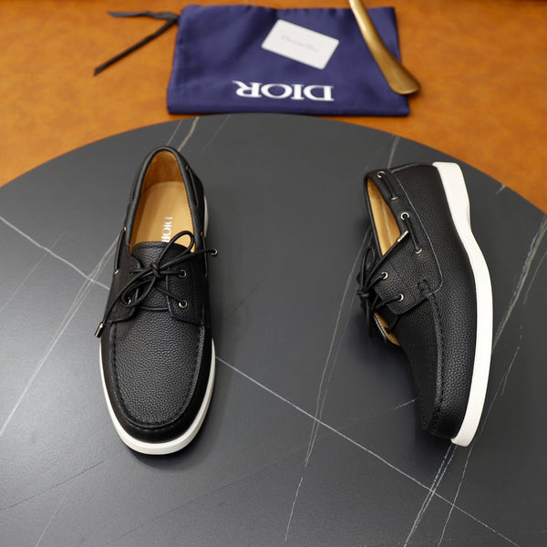 CD GRANVILLE BOAT SHOE BLACK GRAINED CALFSKIN