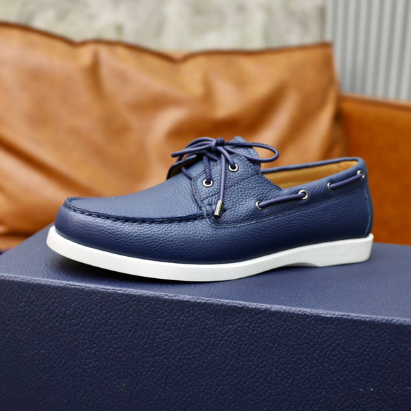 CD GRANVILLE BOAT SHOE AZURE GRAINED CALFSKIN