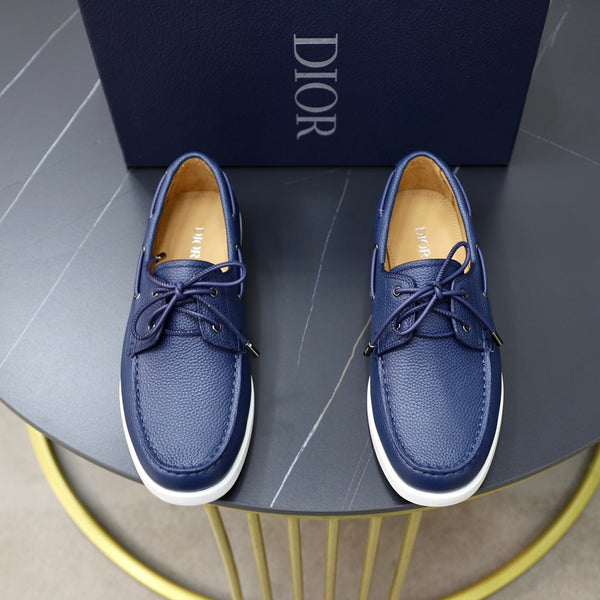 CD GRANVILLE BOAT SHOE AZURE GRAINED CALFSKIN