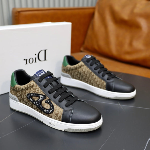 CD LOW TOP BASIC SNEAKER NERA IN VITELLO E JACQUARD