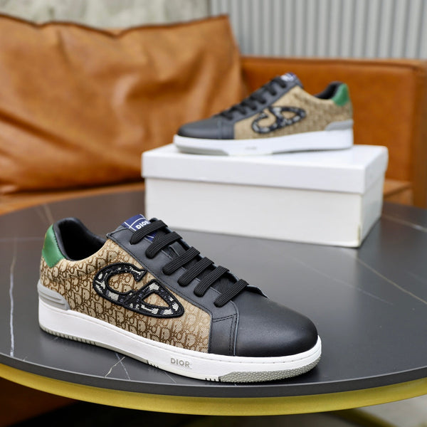 CD LOW TOP BASIC SNEAKER BLACK CALFSKIN AND JACQUARD
