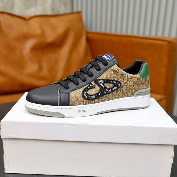 CD LOW TOP BASIC SNEAKER BLACK CALFSKIN AND JACQUARD