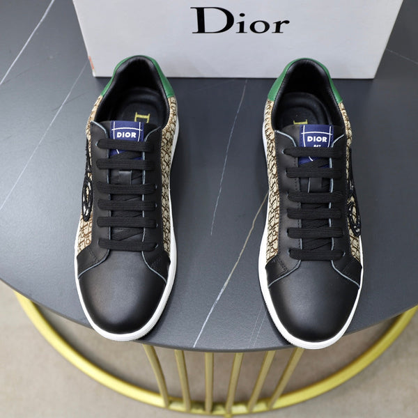 CD LOW TOP BASIC SNEAKER BLACK CALFSKIN AND JACQUARD