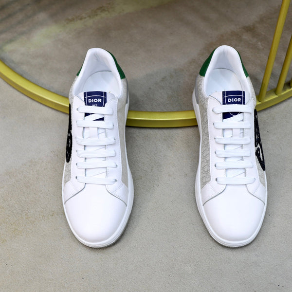 CD LOW TOP BASIC SNEAKER WHITE CALFSKIN AND JACQUARD