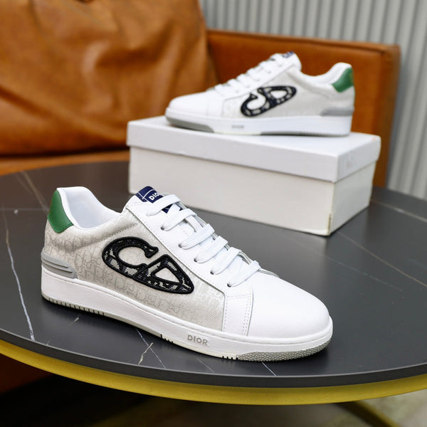 CD LOW TOP BASIC SNEAKER WHITE CALFSKIN AND JACQUARD