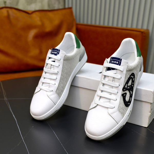 CD LOW TOP BASIC SNEAKER WHITE CALFSKIN AND JACQUARD