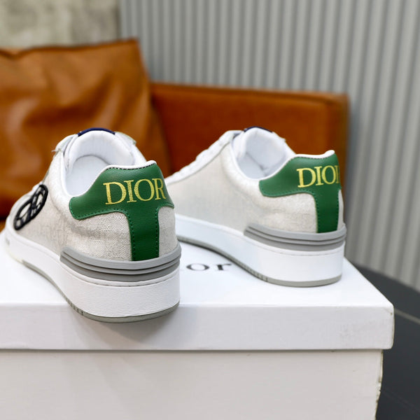 CD LOW TOP BASIC SNEAKER WHITE CALFSKIN AND JACQUARD