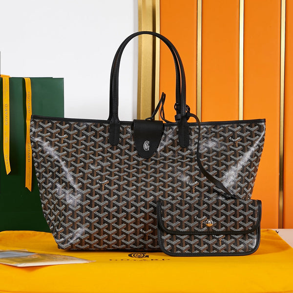 saint louis pm 34cm tela nera chevroches pelle di vitello