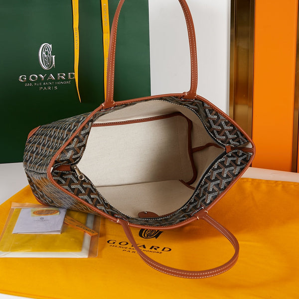 SAINT LOUIS PM 30 IN BLACK GOYARDINE CANVAS AND TAN CALFSKIN