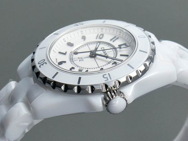 J12 Date Quartz White Ceramic Black Numerals White Dial