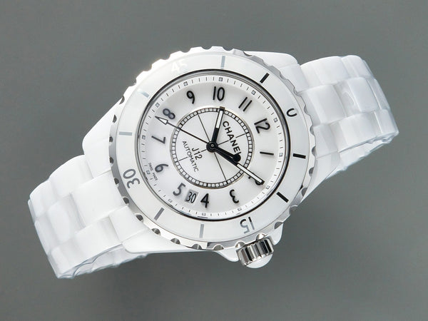 J12 Date Automatic White Ceramic Black Numerals White Dial