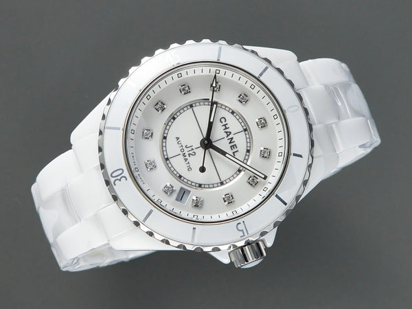 J12 Automatic White Ceramic Diamond Numerals White Dial
