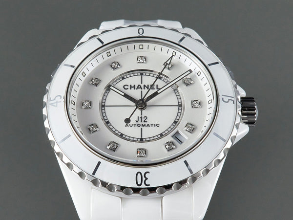 J12 Automatic White Ceramic Diamond Numerals White Dial