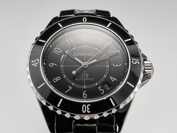J12 Date Automatic Black Ceramic White Numerals Black Dial Black Steel Hands
