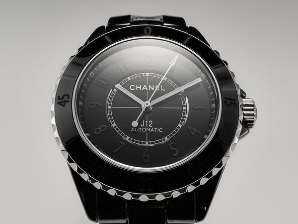 J12 Automatic Black Ceramic Black Numerals Black Dial White Steel Hands