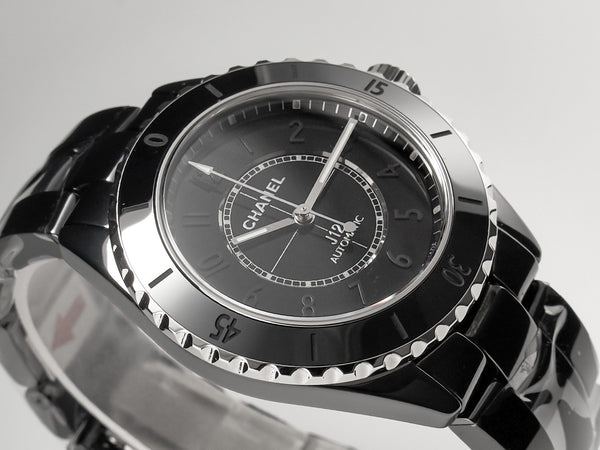 J12 Automatic Black Ceramic Black Numerals Black Dial White Steel Hands
