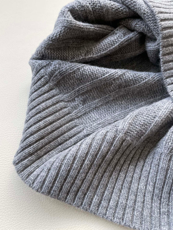 Celine Twisted Leather Sleeve Sweater Gray Cashmere