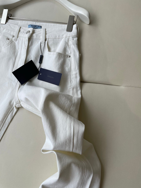 Prada Straight Jeans White Cotton