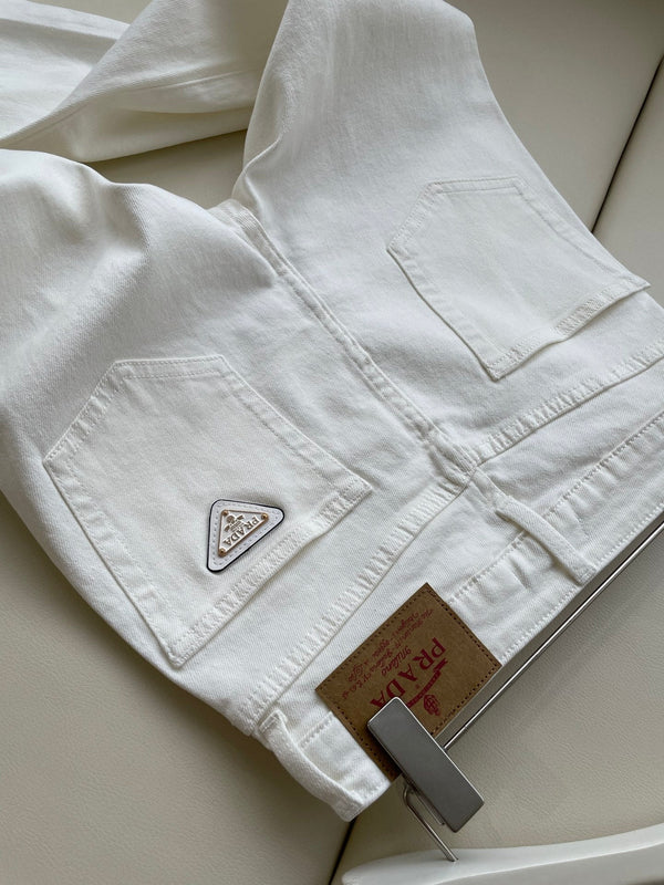 Prada Straight Jeans White Cotton