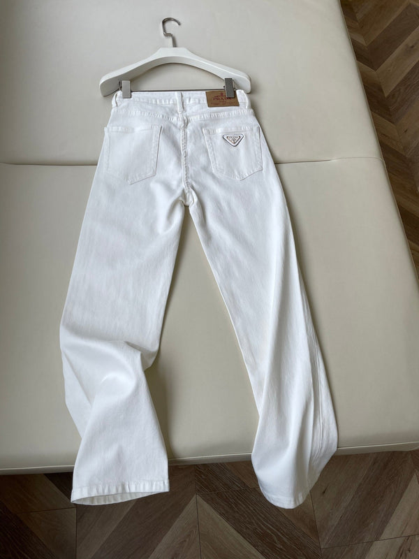 Prada Straight Jeans White Cotton