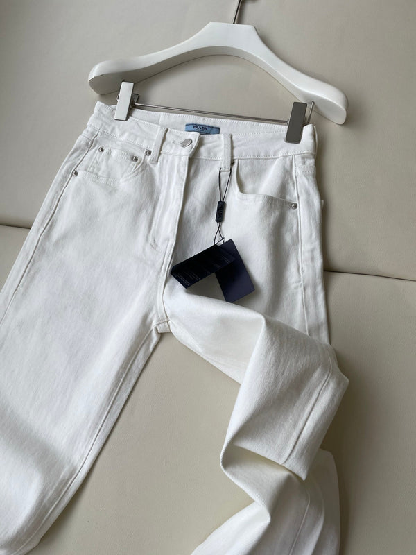 Prada Straight Jeans White Cotton