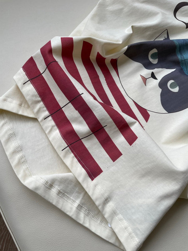 Gucci 25 Cat T-shirt Ivory Red Cotton