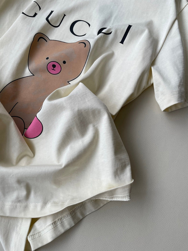 Gucci 25 Bear T-shirt Ivory Brown Cotton