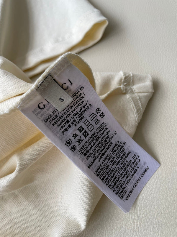 Gucci 25 Teddy Dog T-shirt Ivory Brown Black Cotton